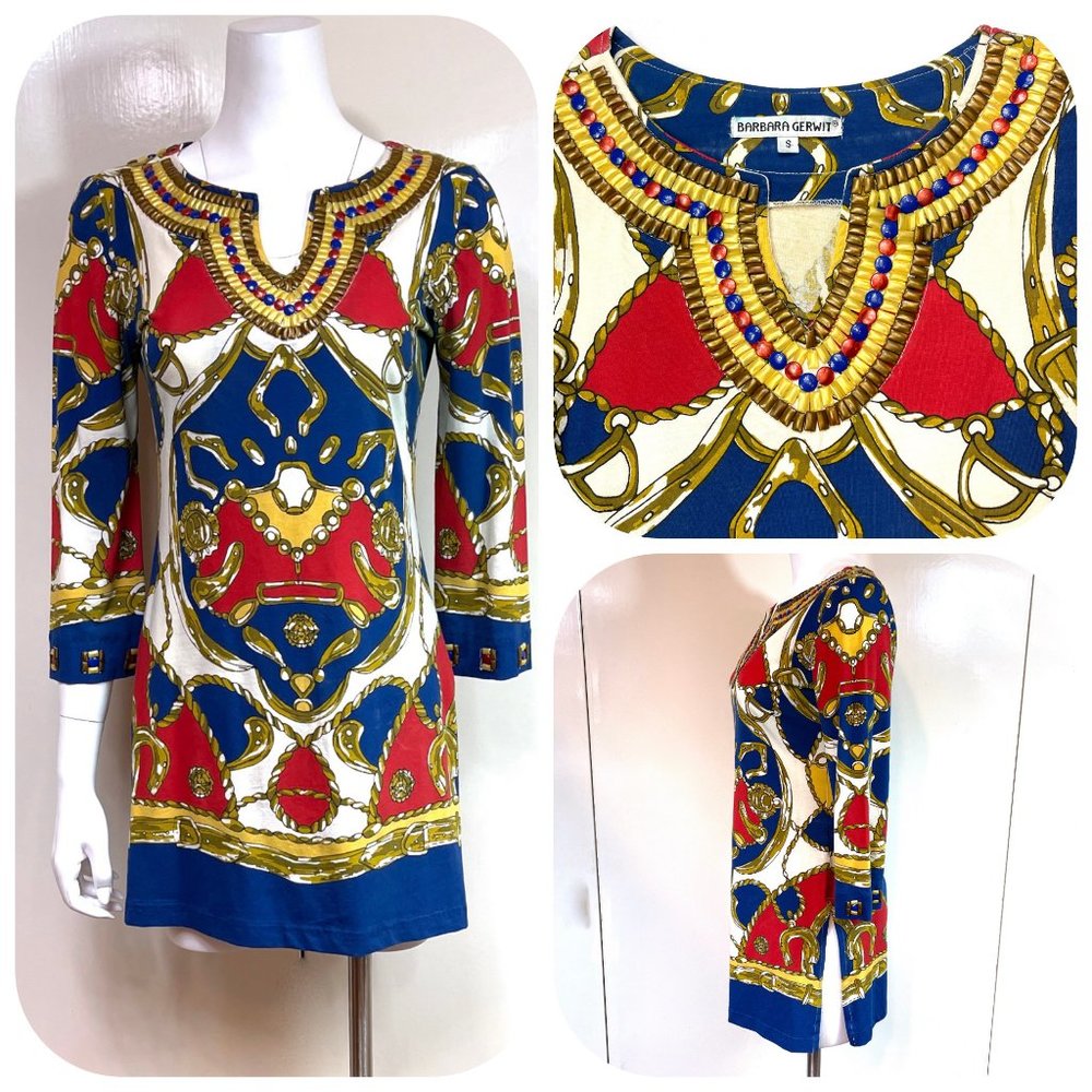 Barbara Gerwit Multi Color Jeweled Tunic/Top